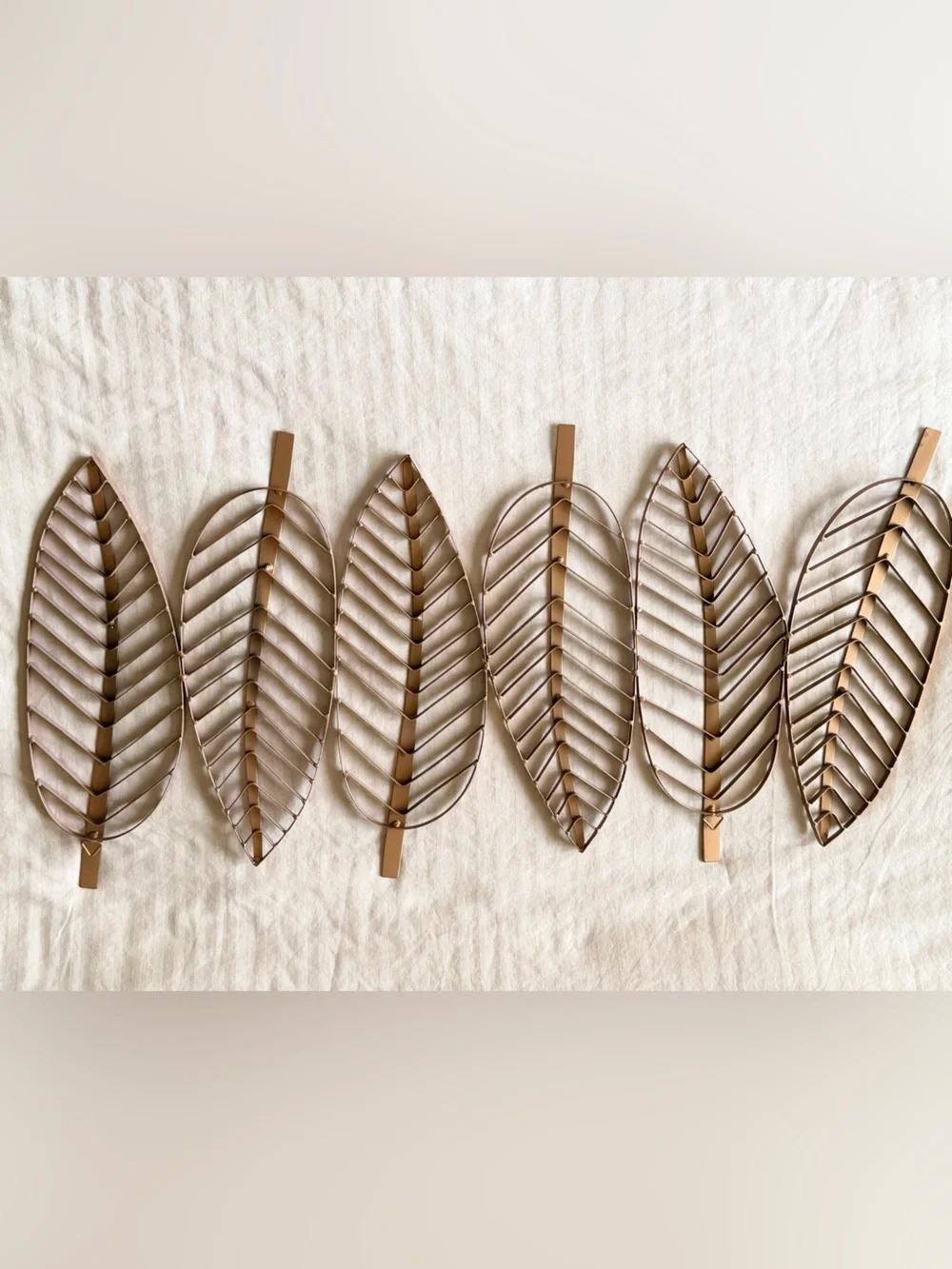 Neutral Bronze Metal Leaf Wall Decor - Modern Gold Accent
